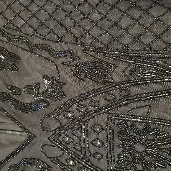 Lauren Ralph Beaded Sleeveless Cocktail Dress Fringe Beaded Embroidery Womens 16 - Picture 7 of 16